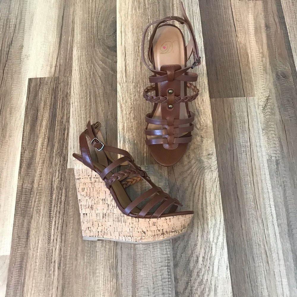 New Brown Braided Wedges, size 9